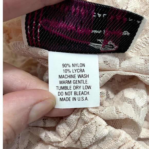 Vtg Cynthia San Fancisco Sheer Lace Tiered Skirt Blush Size Large Romantic Boho - Picture 9 of 9